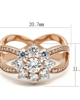 TS586 - Rose Gold 925 Sterling Silver Ring with AAA Grade CZ  in Clear